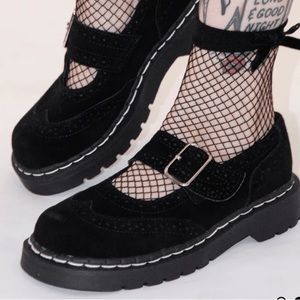 Black Suede Brogue Mary Jane by T.U.K sz 8